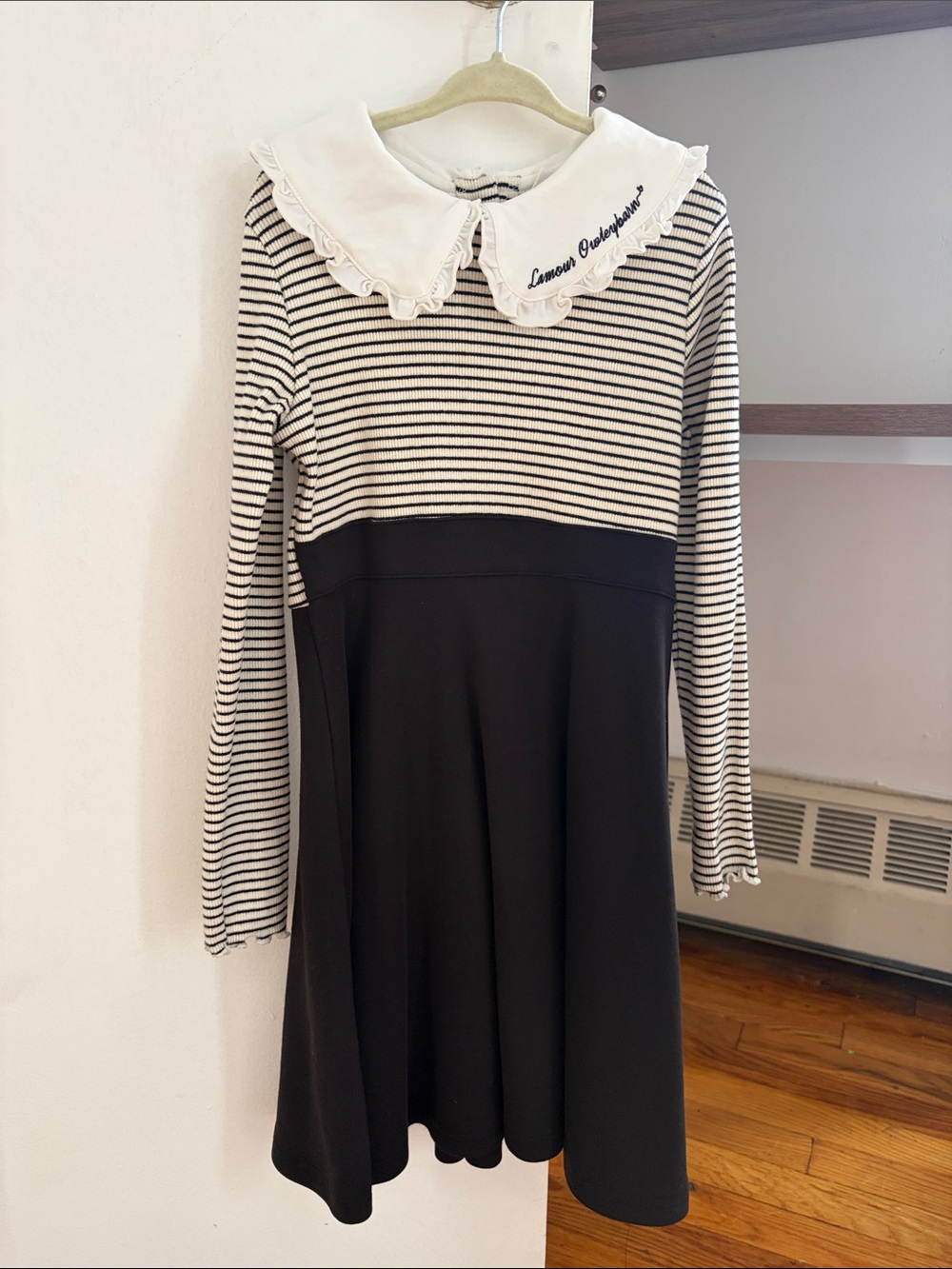 Striped navy & White Peter Pan Collar Kids Dress